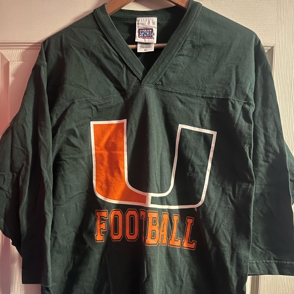 Vintage 90s Miami Hurricanes Football Men’s 3/4 Sleeve Tee Shirt